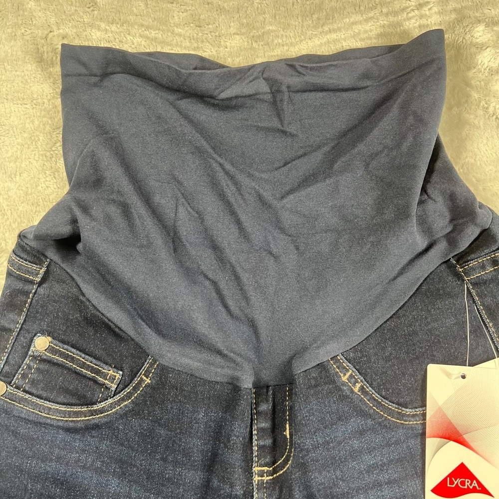 Indigo Blue Womens Maternity Skinny Jeans Dark Wash Full Belly Panel Size Small - Picture 10 of 12